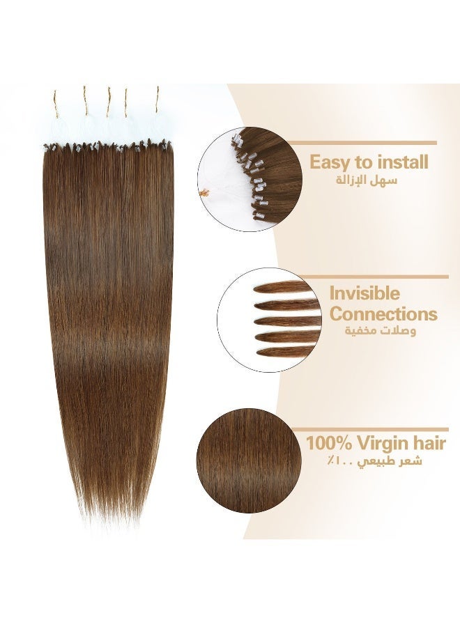 Rich Coco Invisible HD Seamless 100% Virgin Human Hair Extensions Straight Hair Extensions Medium Brown Color Soft Smooth Thick Natural Long Lasting Hair for Women - Image 1